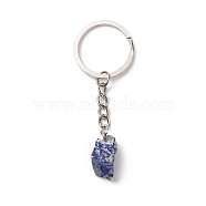 Natural Lapis Lazuli Keychain, with 201 Stainless Steel Finding, 7.5~8cm(G-E155-04P-05)