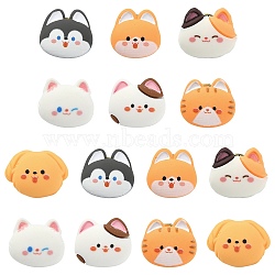 14Pcs 7 Styles Cartoon Cat Resin Lapel Pin Backs, Painting Golden Brass Badge for Backpack Clothes, Mixed Color, 16~18.5x19~23.5mm, 2pcs/style(JEWB-CJ0003-03)