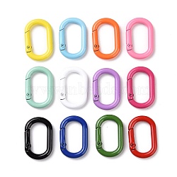 Spray Painted Alloy Spring Gate Rings, Oval Ring, Mixed Color, 31x20x4.5mm, Inner Diameter: 22.5X12mm(PALLOY-K257-02)