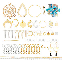 ARRICRAFT DIY Moon and Star Earring Making Kit, Including 304 Stainless Steel & Alloy & Brass Pendants & Linking Connectors, Natural Gemstone & Cat Eye Beads, Iron & Brass Earring Findings, Mixed Color(DIY-AR0002-58)