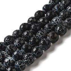 Crackle Agate Beads Strands, Round, Dyed, Grade A, Black, 11.5mm, Hole: 1.2mm, about 33pcs/strand(G-A004-1)