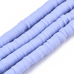 Handmade Polymer Clay Beads Strands, for DIY Jewelry Crafts Supplies, Heishi Beads, Disc/Flat Round, Lilac, 6x0.5~1mm, Hole: 1.8mm, about 290~320pcs/strand, 15.75 inch~16.14 inch(40~41cm)(CLAY-R089-6mm-025)