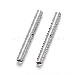 304 Stainless Steel Bayonet Clasps, Column, Stainless Steel Color, 21x2.5mm, Hole: 1.7mm(X-STAS-F108-12P-1.7mm)