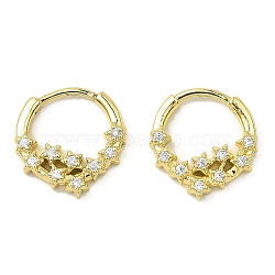 Star Brass Micro Pave Cubic Zirconia Hoop Earrings, Long-Lasting Plated, Lead Free & Cadmium Free, Real 18K Gold Plated, 15x3mm(EJEW-L270-28G)
