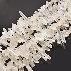 Natural Rough Quartz Crystal Beads Strands, Rock Crystal Beads, Nuggets, Clear, 10~50x2~10mm, Hole: 1mm, about 15.4 inch~17.3 inch(X-G-I111-02)