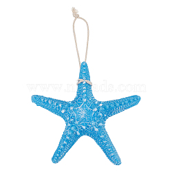 Hanging Resin Pendant Decorations, Mediterranean Style, Wall Decoration, Starfish, Light Sky Blue, 145x160x45mm(RESI-WH0034-21)