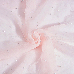 Pearl Nylon Mesh Fabric, for Dress Costumes Decoration, Pink, 160~162x0.02cm, 2yard/pc(DIY-WH0569-02A)