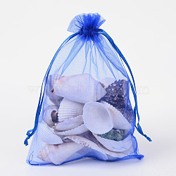 Organza Gift Bags with Drawstring, Jewelry Pouches, Wedding Party Christmas Favor Gift Bags, Blue, 20x15cm(OP-R016-15x20cm-10)