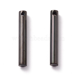 Ion Plating(IP) 304 Stainless Steel Charms, Column, Electrophoresis Black, 40x6mm, Hole: 3mm(STAS-A057-10EB)