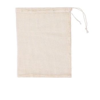 Cotton Storage Pouches, Drawstring Bags, Rectangle, Antique White, 33x30cm