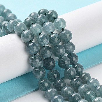 Dyed Natural Malaysia Jade Beads Strands, Round, Cadet Blue, 6~6.5mm, Hole: 1mm, about 30pcs/strand, 7.28 inch(18.5cm)