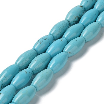 Natural Howlite Beads Strands, Dyed, Rice, 20x10~10.5mm, Hole: 1.2mm, about 20pcs/strand, 15.63''(39.7cm)