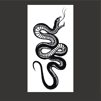 Cool Black Mamba Snake Removable Temporary Water Proof Tattoos Paper Stickers, Black, 14x6.8cm
