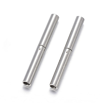 304 Stainless Steel Bayonet Clasps, Column, Stainless Steel Color, 21x2.5mm, Hole: 1.7mm