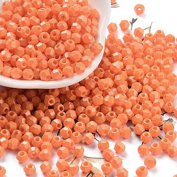 Baking Paint Glass Seed Beads, Bicone, Coral, 4.5x3.5mm, Hole: 1.4mm, about 5625pcs/pound