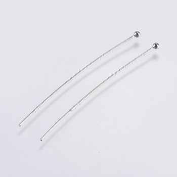 304 Stainless Steel Ball Head Pins, Stainless Steel Color, 50x0.7mm, 21 Gauge, Head: 2mm