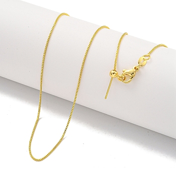 Brass Box Chain Necklaces for Women, Real 18K Gold Plated, 19.33 inch(491mm)
