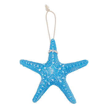 Hanging Resin Pendant Decorations, Mediterranean Style, Wall Decoration, Starfish, Light Sky Blue, 145x160x45mm