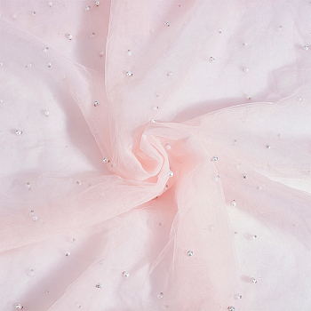 Pearl Nylon Mesh Fabric, for Dress Costumes Decoration, Pink, 160~162x0.02cm, 2yard/pc