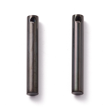 Ion Plating(IP) 304 Stainless Steel Charms, Column, Electrophoresis Black, 40x6mm, Hole: 3mm