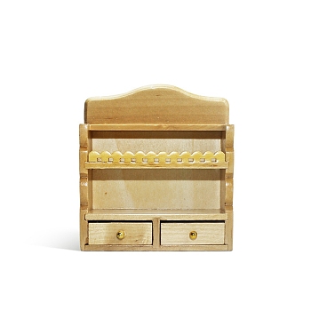 Wooden Cabinet, Micro Landscape Home Dollhouse Accessories, Pretending Prop Decorations, Pale Goldenrod, 68x20x78mm