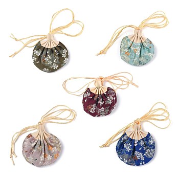Chinese Brocade Sachet Coin Purses, Drawstring Floral Embroidered Jewelry Bag Gift Pouches, for Women Girls, Mixed Color, 9.2x12cm