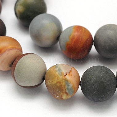 Frosted Round Natural Polychrome Agate Beads Strands(G-N0166-67-6mm)-2