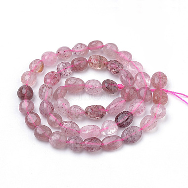 Chapelets de perles aux fraises en quartz naturel(G-Q952-15-6x8)-2