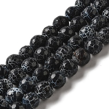 12mm Black Round Crackle Agate Beads