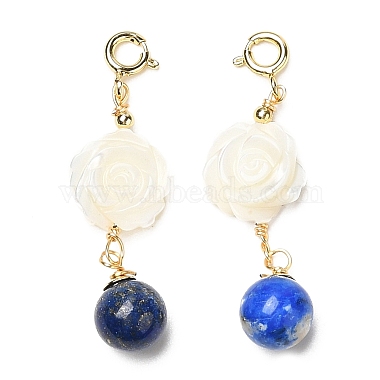 Décorations de pendentif rond en lapis-lazuli naturel(G-G008-11G)-2