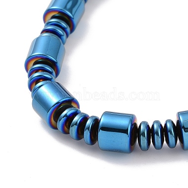Bracelet de collier de perles de colonne en hématite synthétique et laiton avec fermoirs magnétiques(SJEW-G079-01)-5