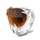 Natural Tiger Eye Teardrop Adjustable Rings(RJEW-K241-03P-12)-3