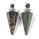 Natural & Synthetic Mixed Gemstone Faceted Cone Openable Perfume Bottle Big Pendants(G-L524-18P)-2