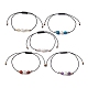 Natural Mixed Gemstone Nuggets & Pearl Braided Bead Bracelets(BJEW-JB09589)-1