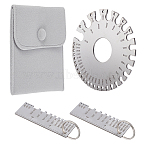 2 Styles Stainless Steel Wire Gauge Measurement Tool Sets, with Square Imitation Leather Jewelry Pouches, Stainless Steel Color, 7.3~8.5x2.5~8.5x0.1~0.2cm(DIY-GA0007-71)