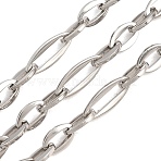 201 Stainless Steel Oval Link Chains, with Spool, Unwelded, Stainless Steel Color, 17x7x1.5mm and 11x7x1.5mm(CHS-H118-18P)
