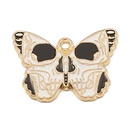 Alloy Enamel Pendants, Golden, Butterfly with Skull Charm, White, 18.5x25x1.5mm, Hole: 1.6mm(ENAM-D052-01B-G)