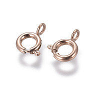 Ion Plating(IP) 304 Stainless Steel Smooth Surface Spring Ring Clasps, Rose Gold, 6x1.5mm, Hole: 1.8mm(STAS-E462-02C-RG)