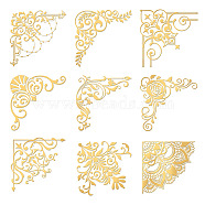 Nickel Decoration Stickers, Metal Resin Filler, Epoxy Resin & UV Resin Craft Filling Material, Religion, Floral Pattern, 40x40mm, 9 style, 1pc/style, 9pcs/set(DIY-WH0450-034)