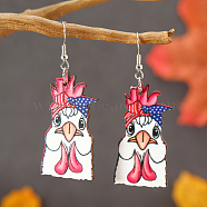 Independence Day Handmade Wood Dangle Earrings, Platinum(HD0723-2)