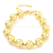 Rack Plating Round Brass Beaded Bracelets for Women, Cadmium Free & Lead Free, Long-Lasting Plated, Real 18K Gold Plated, 8-1/8 inch(20.5cm)(BJEW-P322-13G)