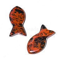 Natural Mahogany Obsidian Pendants, Fish Charms, 38x20mm(PW-WG34072-05)