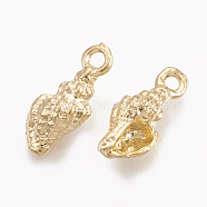 Brass Charms, Real 18K Gold Plated, Spiral Shell, 11.5x5x3.5mm, Hole: 1mm(KK-S348-035)