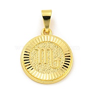 Brass Pendants, Real 18K Gold Plated, Flat Round with Constellations, Scorpio, 24x20.5x2mm, Hole: 8x3.5mm(KK-P263-14G-01)