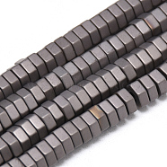 Electroplate Non-magnetic Synthetic Hematite Beads Strands, Matte Style, Hexagon, Black Plated, 6x5x2mm, Hole: 2mm, about 182pcs/strand, 16.1 inch(G-T061-08F)