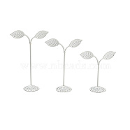 3 Sizes Bean Sprout Leaves Iron Earring Displays, Jewelry Display Rack, White, 8.4~8.6x3.45~3.5x8.8~14cm, Hole: 2.3mm(EDIS-E013-01B)