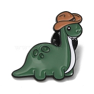 Dinosaur Enamel Pins, Black Alloy Brooch for Backpack Clothes, Dark Green, 29x29.5x1.2mm(JEWB-H020-03EG-01)