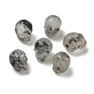 Natural Tourmalinated Quartz Beads, Skull, 9~9.5x8~8.5x9~9.5mm, Hole: 1.4mm(G-K387-02F)