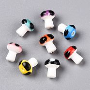 Handmade Porcelain Beads, Famille Rose Porcelain, Mushroom, Mixed Color, 12x10mm, Hole: 2mm(PORC-N007-21-A)