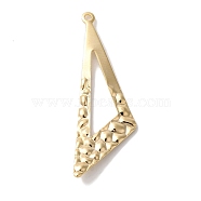 Brass Pendant, Lead Free & Cadmium Free, Triangle, Real 24K Gold Plated, 37.5x12x1mm, Hole: 1.4mm(KK-K383-33G)